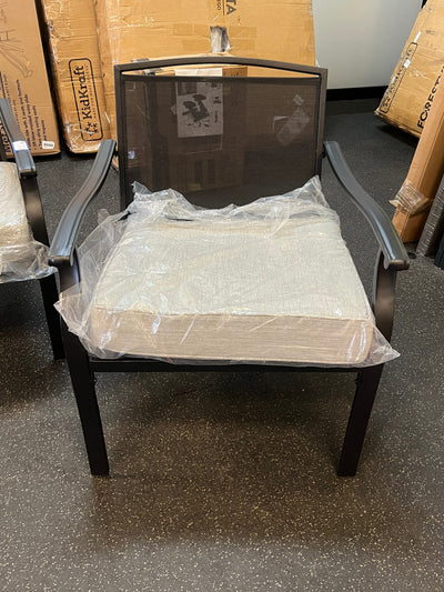 Mainstays Alexandra Square 4 - Piece Outdoor Patio Conversation Set, Gray- NEW AND ASSEMBLED!!! (Missing Coffee Table!)