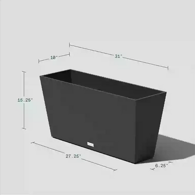 Veradek 31" x 9" x 16" Rectangle Black Polyethylene and Composite Plant Planter**New**
