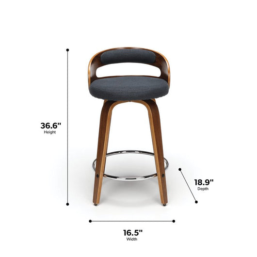 Wood and Navy Fabric Swivel Counter Stool**New in Box**