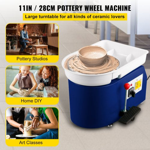 11" Electric Pottery Wheel Machine w/Manual Foot Pedal 16pcs Shaping Tools- NEW IN BOX