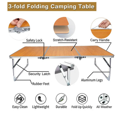 Natureasy Folding Camping Table with Carry Handle, 3 FT- NEW!!!