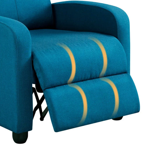 Yaheetech Modern Upholstered Fabric Recliner with Pocket, Blue- NEW AND ASSEMBLED!!!
