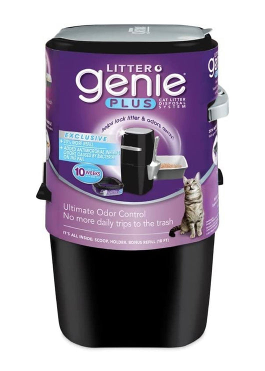 Litter Genie Plus Pail, Ultimate Cat Litter Disposal System, Locks Away odors, Includes One Refill, Black,Small- BRAND NEW!!!