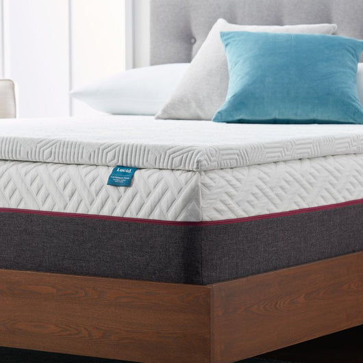 Lucid Memory Foam Mattress Topper, Full, 2 inch, Cooling Gel and Aloe Infused, Plush (Cover Included)**New in box**