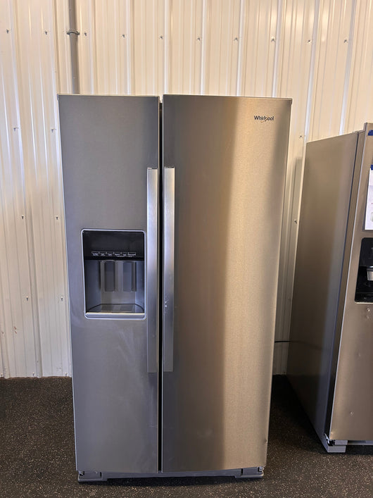 Whirlpool 28.4-cu ft Side-by-Side Refrigerator with Ice Maker (Fingerprint Resistant Stainless Steel)!  -Brand new, does have a minor scratch & dent from shipping, photos shown