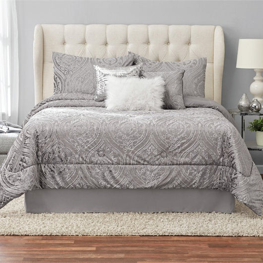 Mainstays Cougar 7-Piece Grey Abstract Woven Comforter Set, Full/Queen**New**