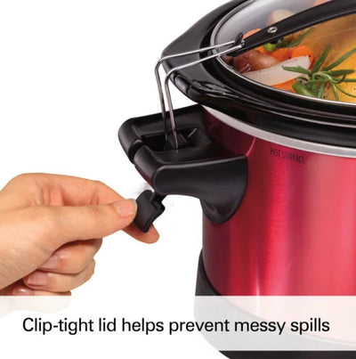 Hamilton Beach 7 Quart Stay or Go Programmable Slow Cooker with Party Dipper, Red- NEW IN BOX!!!