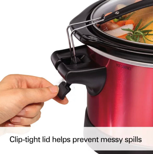 Hamilton Beach 7 Quart Stay or Go Programmable Slow Cooker with Party Dipper, Red- NEW IN BOX!!!