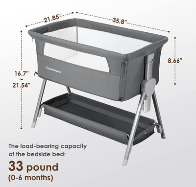 Cowiewie Bedside Bassinet for Baby with Bed Mattress and Storage- NEW IN BOX!!!