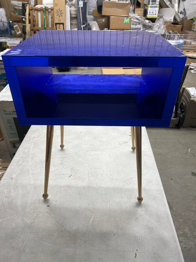 Anysun Mirrored End Table, Blue- NEW AND ASSEMBLED!!! (Minor scratches from shipping, protective plastic is still on)