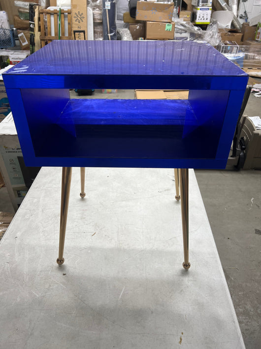 Anysun Mirrored End Table, Blue- NEW AND ASSEMBLED!!! (Minor scratches from shipping, protective plastic is still on)