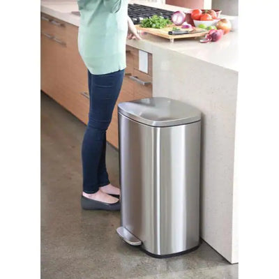 SoftStep 13.2 Gal. Stainless Steel Step Trash Can with Inner Bucket for Office and Kitchen- NEW OUT OF BOX!!! (Slight dents)