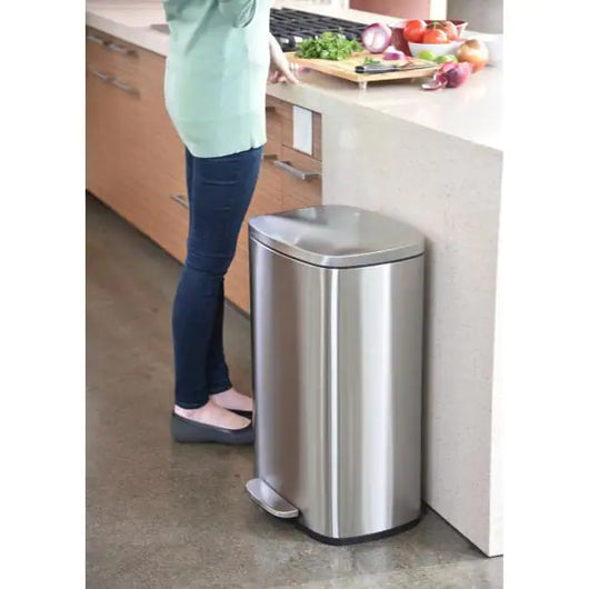 SoftStep 13.2 Gal. Stainless Steel Step Trash Can with Inner Bucket for Office and Kitchen- NEW OUT OF BOX!!! (Slight dents)