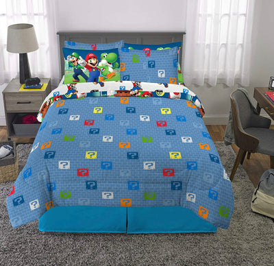 Franco Kids Bedding Super Soft Comforter and Sheet Set with Sham, 7 Piece Full Size, Mario- NEW IN BAG!!!