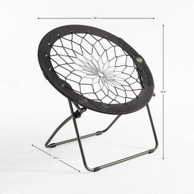 32" Bunjo Woven Bungee with Metal Base Folding Chair, Black to Gray**New in box**