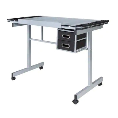 42 in. Rectangular Blue/Silver 2 Drawer Writing Desk with Adjustable Height Feature**New in Box**