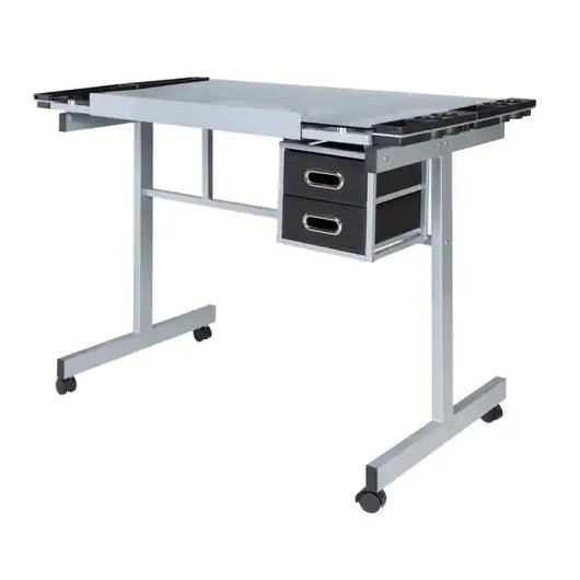 42 in. Rectangular Blue/Silver 2 Drawer Writing Desk with Adjustable Height Feature**New in Box**