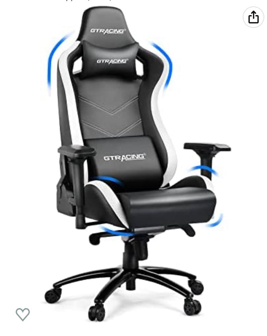 GTRACING Gaming Chair,Game Chair Heavy Duty Computer Desk Chair with Armrests,Racing Style Recliner with Built-in Headrest and Lumbar Support(Black)- new and assembled-