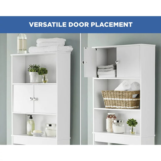 White Bathroom Space Saver with 3 Fixed Shelves, Mainstays over the Toilet Storage**New in Box**