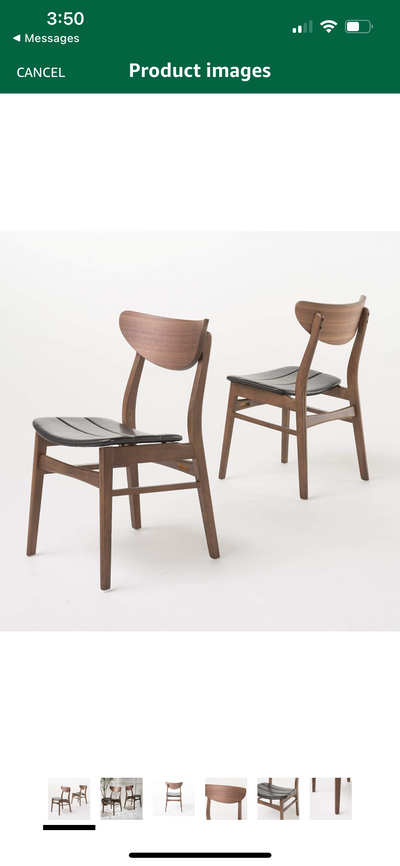 Christopher Knight Home Anise Leather / Walnut Dining Chairs, 2-Pcs Set, Dark Brown / Walnut Finish- NEW IN BOX!!!