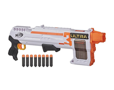 Nerf Ultra Three Blaster, Pump-Action, 8-Dart Internal Clip, 8 Nerf Ultra Darts (new in the box)