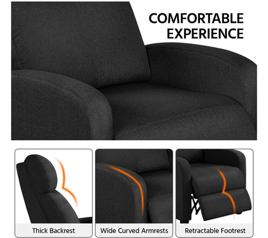 Yaheetech Push Back Recliner, Black (new and assembled)