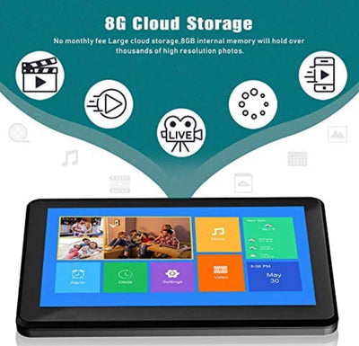 CAMKORY WiFi, 8 in., Digital Picture Frame with Full HD IPS Touch Screen Display, Auto Rotate 8GB Internal Memory, Digital Photo Display with APP, Alarm, USB Port - Black!! NEW IN BOX!!