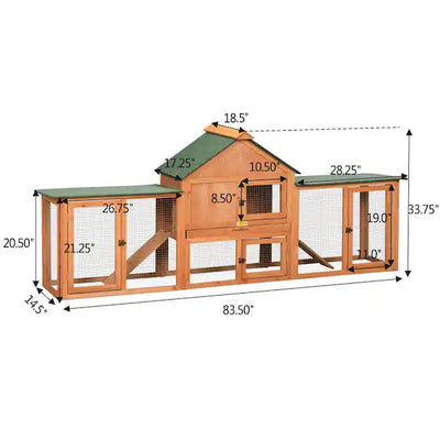 COZIWOW 2-Story Rabbit House Pet Hutch with Ramps for Backyard Orange**New in box**