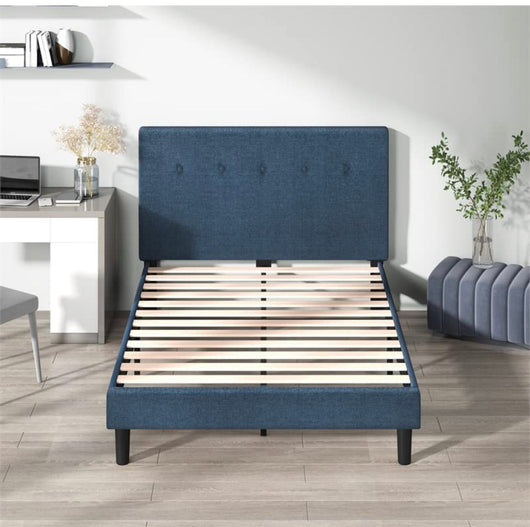 ZINUS Omkaram Upholstered Platform Bed Frame / Mattress Foundation / Wood Slat Support / No Box Spring Needed / Easy Assembly, Queen- new in box