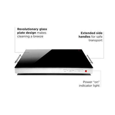 Chefman Stainless Steel & Glass Electric Warming Tray, Black, 21”x16”**New in Box**