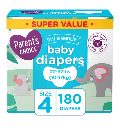 Parent's Choice Dry and Gentle Baby Diapers, Size 4, 180 Count (new in the box)