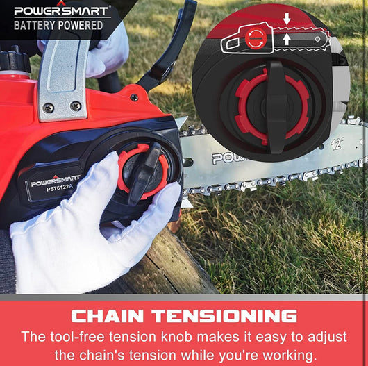 PowerSmart Electric Chainsaw 20V Battery Powered, Cordless Chain Saw With 12 Inch Chain and Bar, 4Ah Battery And Fast Charger Included! (USED ONCE - VERY CLEAN!)  -Used once very clean, photos shown