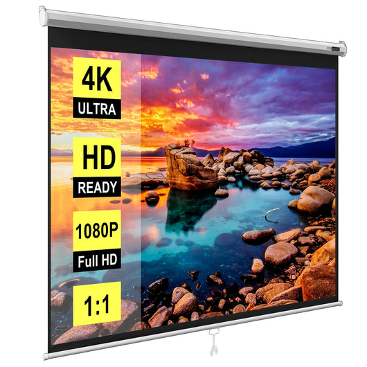 VIVOHOME 120 Inch Manual Pull Down Projector Screen, 1:1 HD Retractable Widescreen for Movie Home Theater Cinema Office Video Game!! NEW IN BOX!!