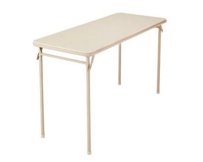 Cosco 20" x 48" Vinyl Top Folding Table, Antique Linen- NEW!