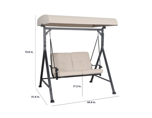 Mainstays Belden Park 2-Person Outdoor Furniture Patio Porch Swing with Canopy, Beige- NEW IN BOX!!!!