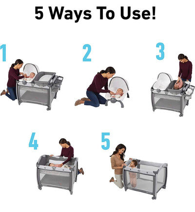Graco Pack 'n Play Quick Connect DLX Playard Includes Portable Seat and Rapid Remove Fabrics for Easy Cleaning, Nico- NEW IN BOX!!!
