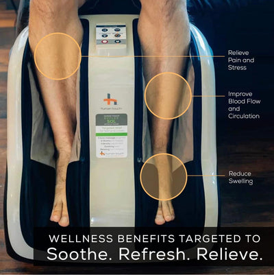 Human Touch Reflex SOL Foot & Calf Massager w/ Heat - Plantar Fasciitis Relief + Circulation + Shiatsu Deep Kneading + Vibrating for Stress + Compression - Adjustable for Women and Men up to Size 12!! NEW IN BOX!!