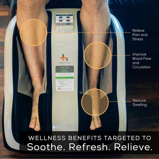Human Touch Reflex SOL Foot & Calf Massager w/ Heat - Plantar Fasciitis Relief + Circulation + Shiatsu Deep Kneading + Vibrating for Stress + Compression - Adjustable for Women and Men up to Size 12!! NEW IN BOX!!