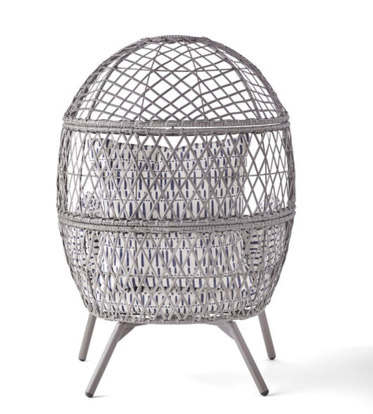 Better Homes & Gardens Kid's Ventura Outdoor Stationary Wicker Woven Egg Chair, Gray- NEW & ASSEMBLED!!