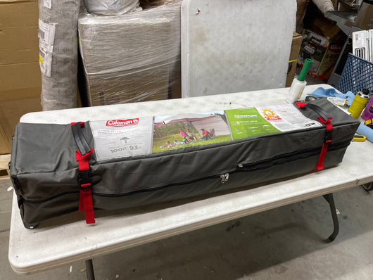 Coleman Tan 10 Ft X 10 Ft Instant Sun Shelter W/Shade Wall- new in carry case