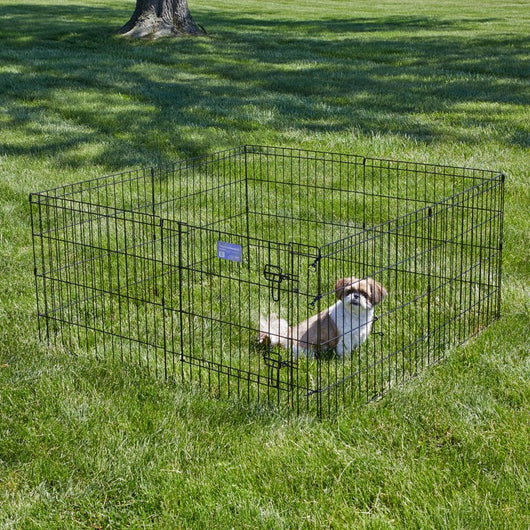 MidWest Homes For Pets Foldable Metal Exercise Playpen with Door, Black, 24"W x 24"H**New in Box**