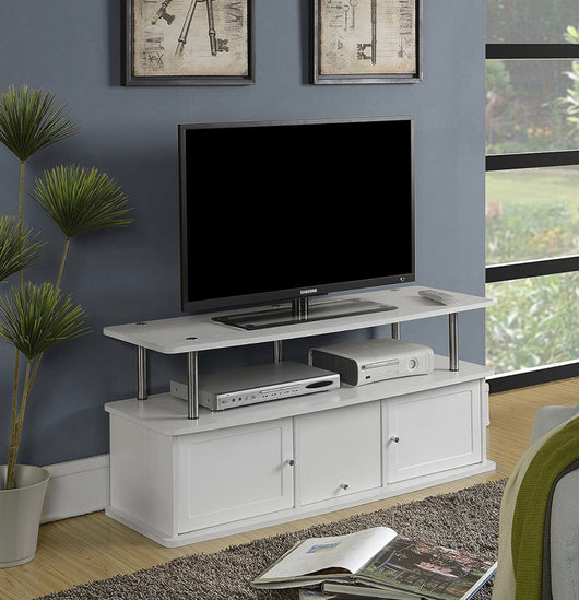 Convenience Concepts Designs2Go 50 inch TV Stand with 3 Storage Cabinets and Shelf, White- NEW IN BOX!!!