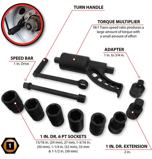 Performance Tool M208 3,688 ft/lbs Torque Multiplier Wrench – Torque Multiplier 1 Inch Drive Lug Nut Wrench Torque Amplifier Lug Nut Remover!! NEW IN BOX!!