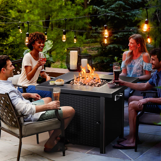 Ciays Propane Fire Pits 32 Inch Outdoor Gas Fire Pit, 50,000 BTU Steel Fire Table with Lid and Lava Rock, Add Warmth and Ambience to Gatherings and Parties On Patio Deck Garden Backyard, Black**New in box**