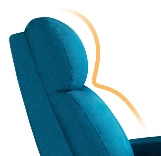 Yaheetech Modern Upholstered Fabric Recliner with Pocket, Blue- NEW AND ASSEMBLED!!!