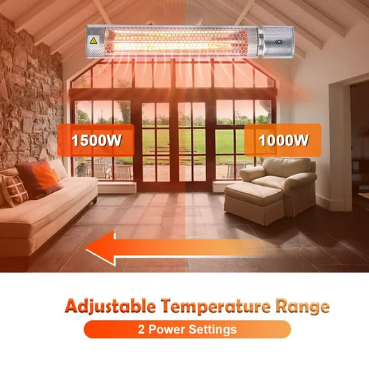 KAPAS 1500W Indoor/Outdoor Halogen Infrared Electric Space Heater, Wall Mounted, Remote Control!  -Brand new in the box