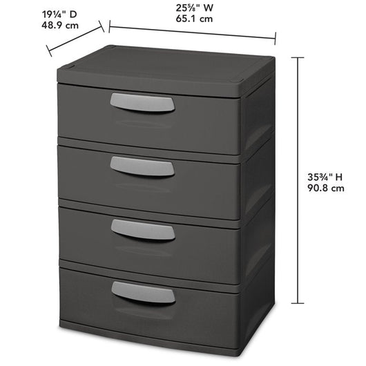 Sterilite 4 Drawer Unit Plastic, Flat Gray**New**