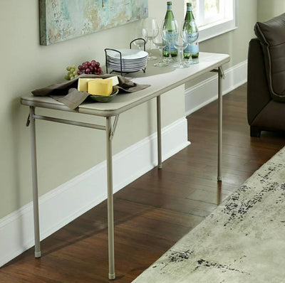 Cosco 20" x 48" Vinyl Top Folding Table, Antique Linen- NEW!