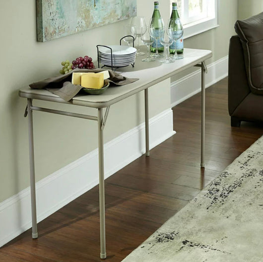 Cosco 20" x 48" Vinyl Top Folding Table, Antique Linen- NEW!
