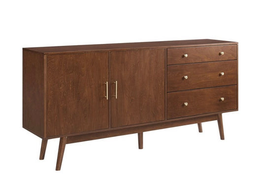 Walker Edison 70" Mid Century Modern 3 Drawer 2-Door Sideboard in Walnut- NEW IN BOX!!!